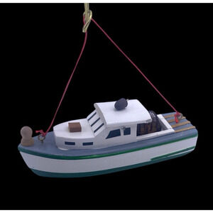 Lobster Boat Christmas Ornament Cape Shore NEW Wood Maine Fishing Lobstering